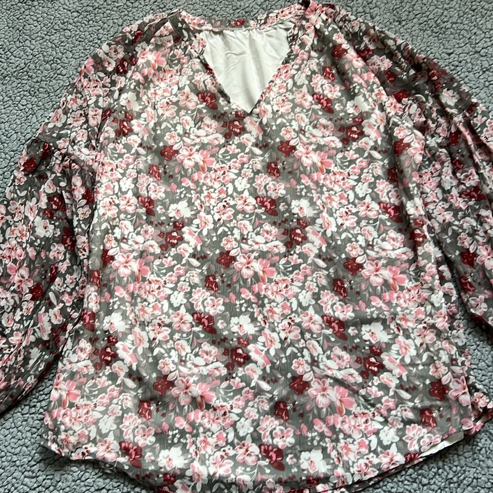 Womens Long Sleeve Boho Casual Floral Dressy Blouse Top - Picture 7 of 14